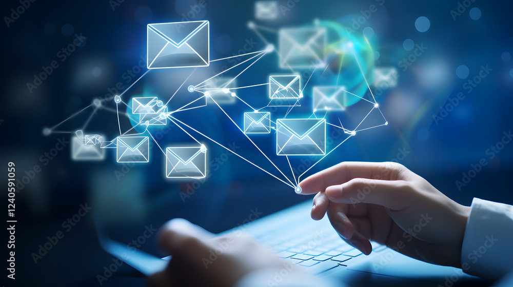 Concept view of sending email with social network icon Concept view of sending email with social network icon