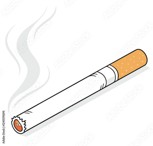 Silhouette of a burning cigarette with smoke rising—used symbolically in anti-smoking awareness, healthcare messaging, and educational content on addiction or public health.