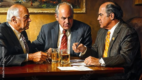 A Masterpiece of Business Negotiation: Three Powerful Men in Deep Discussion