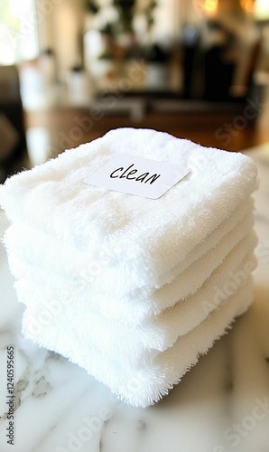 Stack of White Washcloths with 