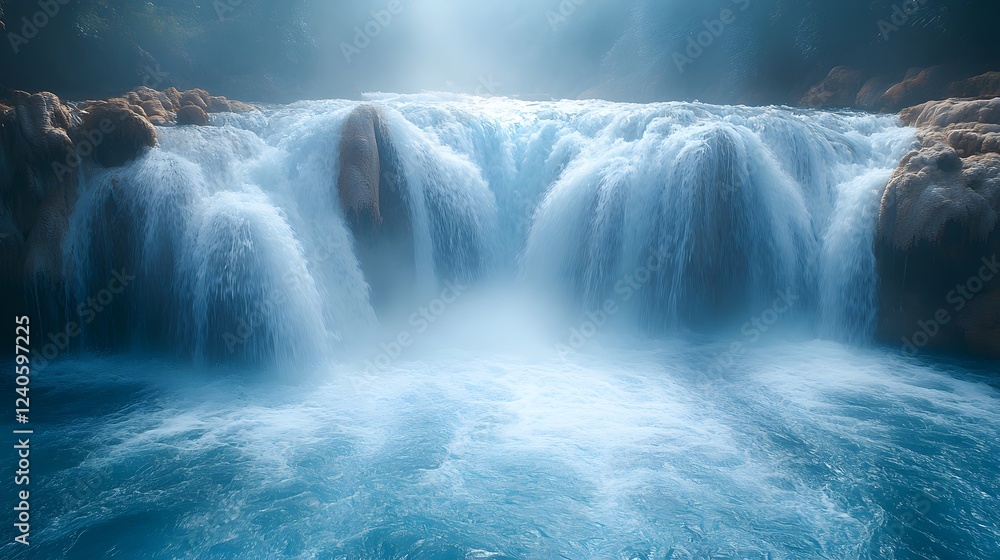 Fototapeta premium Artistic Long Exposure Capture of Keila Waterfall with Abstract Textures and Environmental Conservation Themes