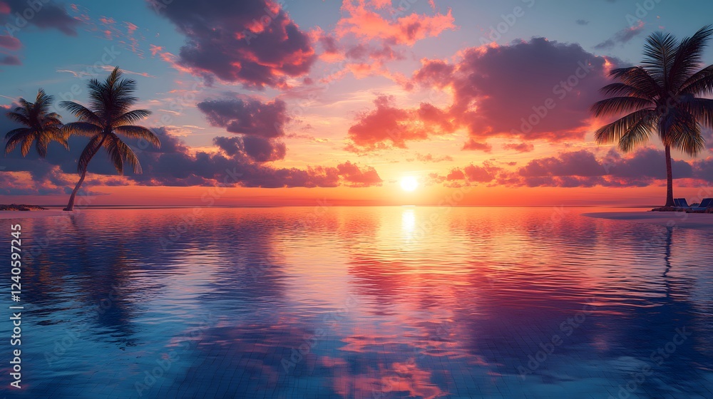 Obraz premium The Mesmerizing Dance of Colors at the Pools of Paradise during a Breathtaking Sunset in Hawaii