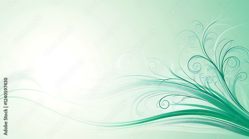 Green floral design, soft background, website banner Green floral design, soft background, website banner