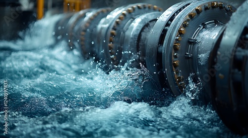 Close-Up Shot of Idaho Falls Power HydroElectric Project Highlighting Turbine Design and Engineering