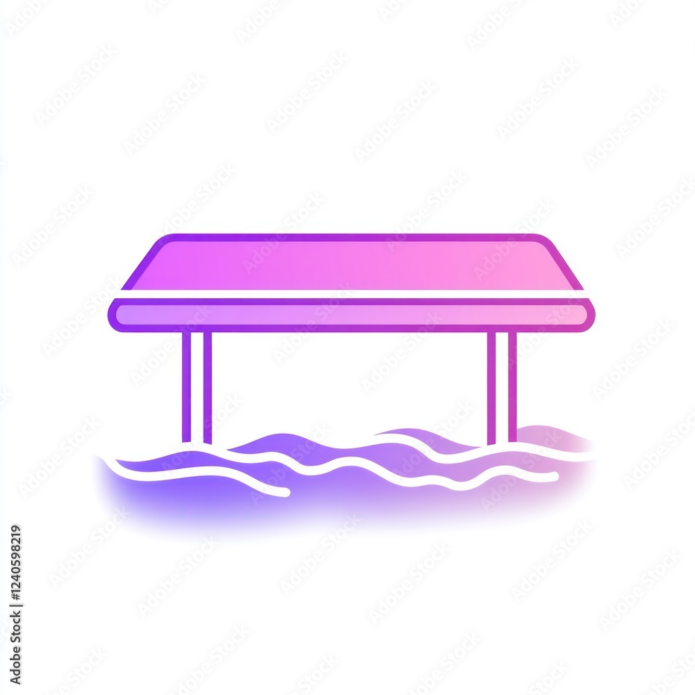 Floating table, calm water, simple design, website icon Floating table, calm water, simple design, website icon