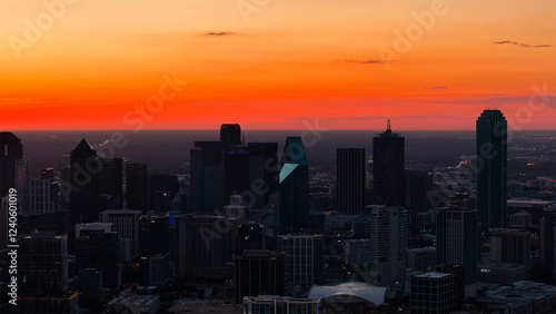 Wallpaper Mural Aerial view of skyscrapers and skyline at sunrise, Dallas, United States. Torontodigital.ca