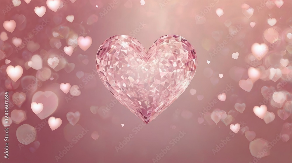 Abstract design that highlights a soft pink refraction glow with heart bokeh accents. Add a romantic crystal light leak and reflection effect, using a transparent background to evoke a Valent Abstract design that highlights a soft pink refraction glow with heart bokeh accents. Add a romantic crystal light leak and reflection effect, using a transparent background to evoke a Valent