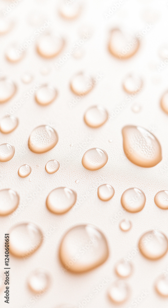 Water Droplets on Light Beige Surface Water Droplets on Light Beige Surface