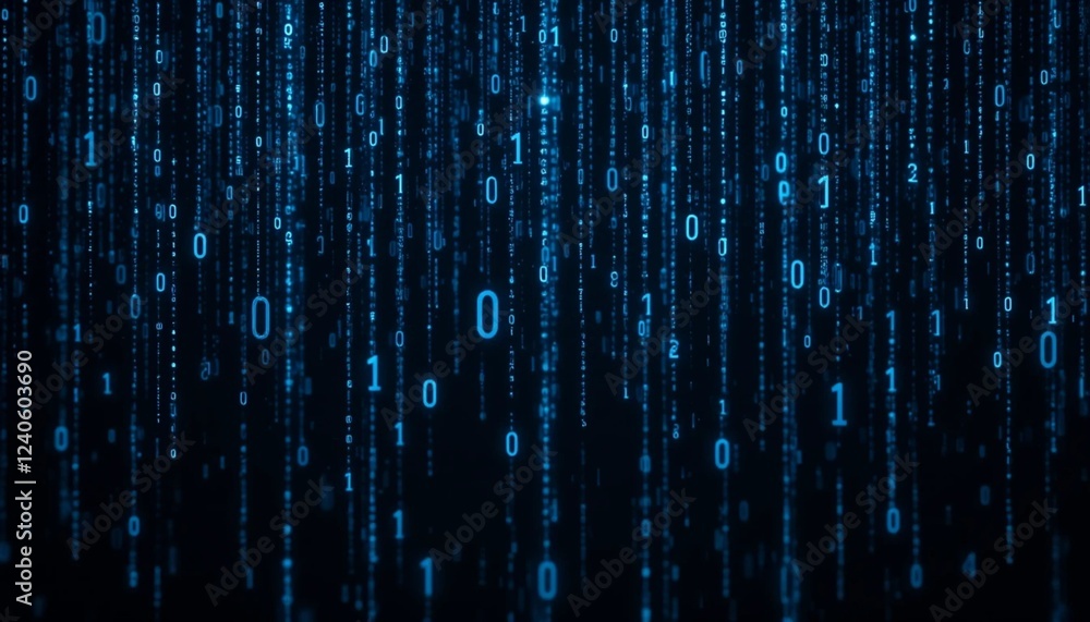 Matrix-Inspired Binary Code Falling on Dark Background Matrix-Inspired Binary Code Falling on Dark Background