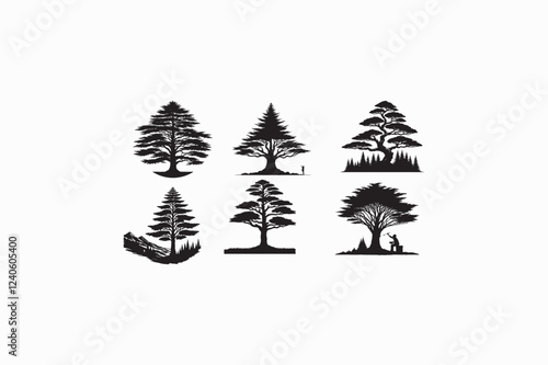 A Yew tree silhouette  image made by adobe illustrator .eps