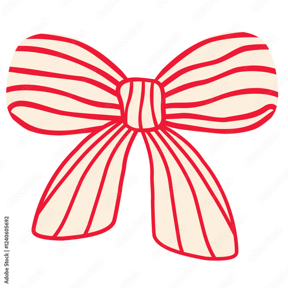 Red ribbon bow isolated on white background. Textile thin strip tied up to trim present or flower bunch. Any holiday decoration Red ribbon bow isolated on white background. Textile thin strip tied up to trim present or flower bunch. Any holiday decoration