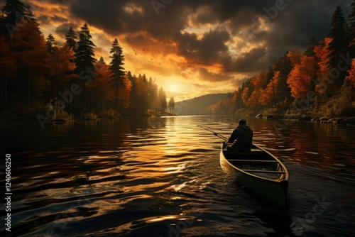 An angler casting a line during a peaceful fishing trip photo