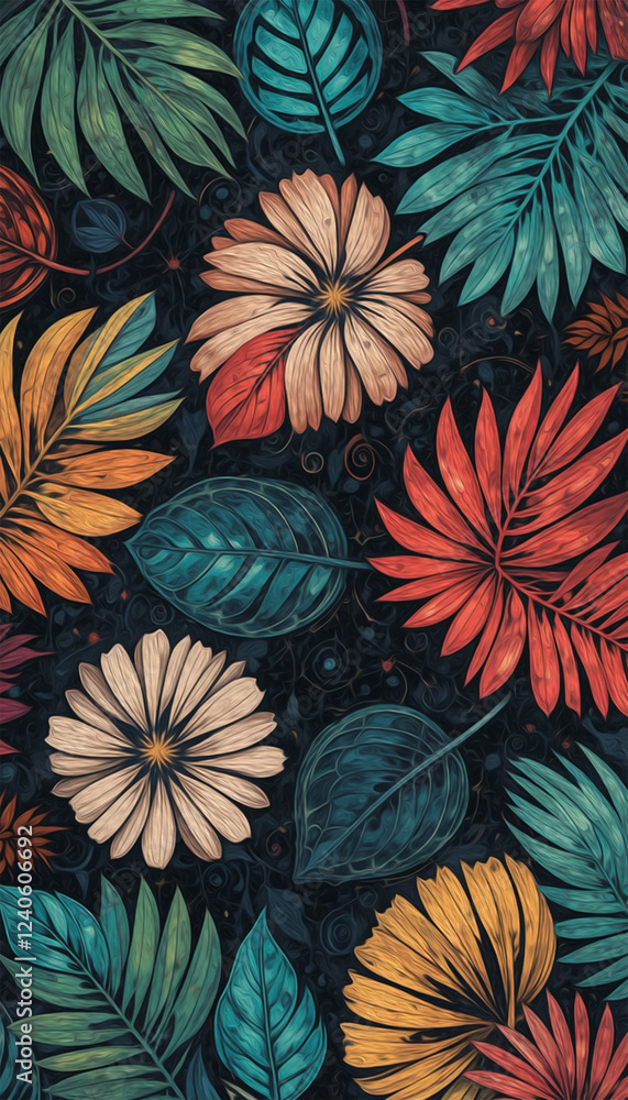 Naklejka premium Oil painting . Artistic brush strokes. Botanical illustration for printing on wall decorations.