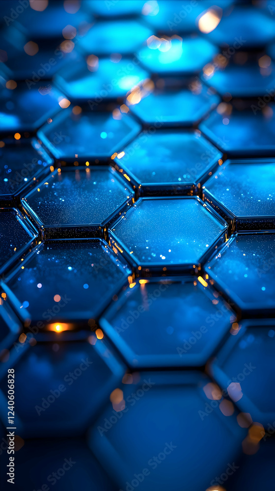 Abstract Hexagon Pattern: Blue & Gold Abstract Hexagon Pattern: Blue & Gold