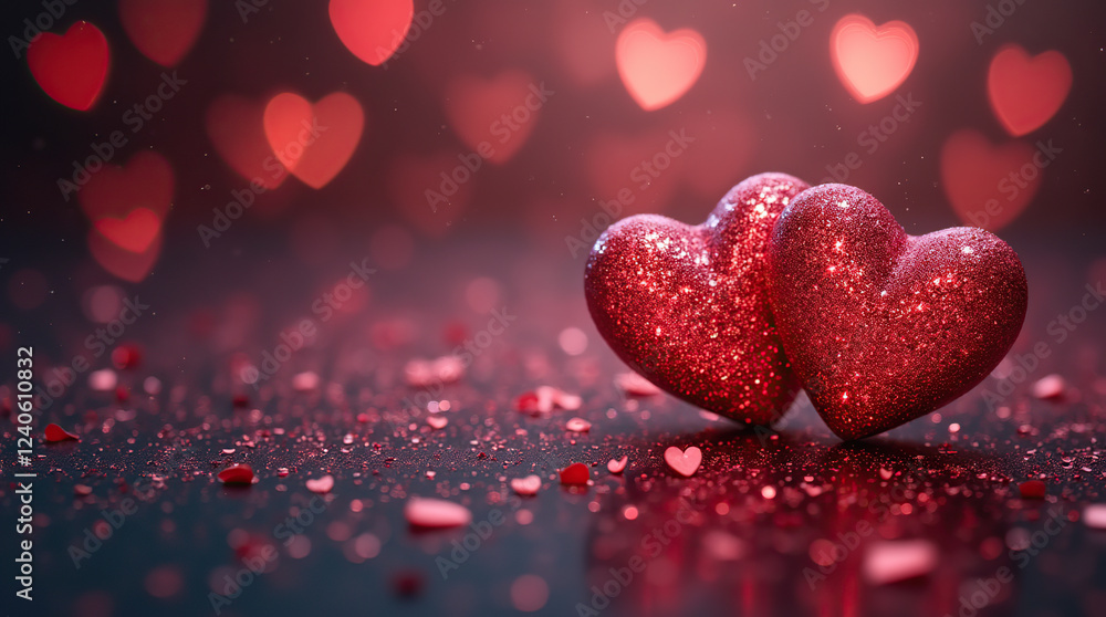 Valentine’s Day hearts background with sparkling red and pink heart patterns for romantic celebrations. Valentine’s Day hearts background with sparkling red and pink heart patterns for romantic celebrations.