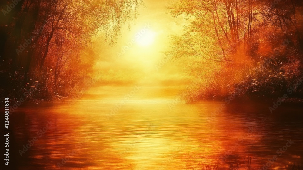 Serene Sunset Over Merging Lakes and Rivers Serene Sunset Over Merging Lakes and Rivers