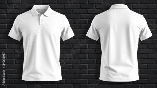 Polo t-shirt mockup. white blank polo t-shirt front and back side. male t shirt template.