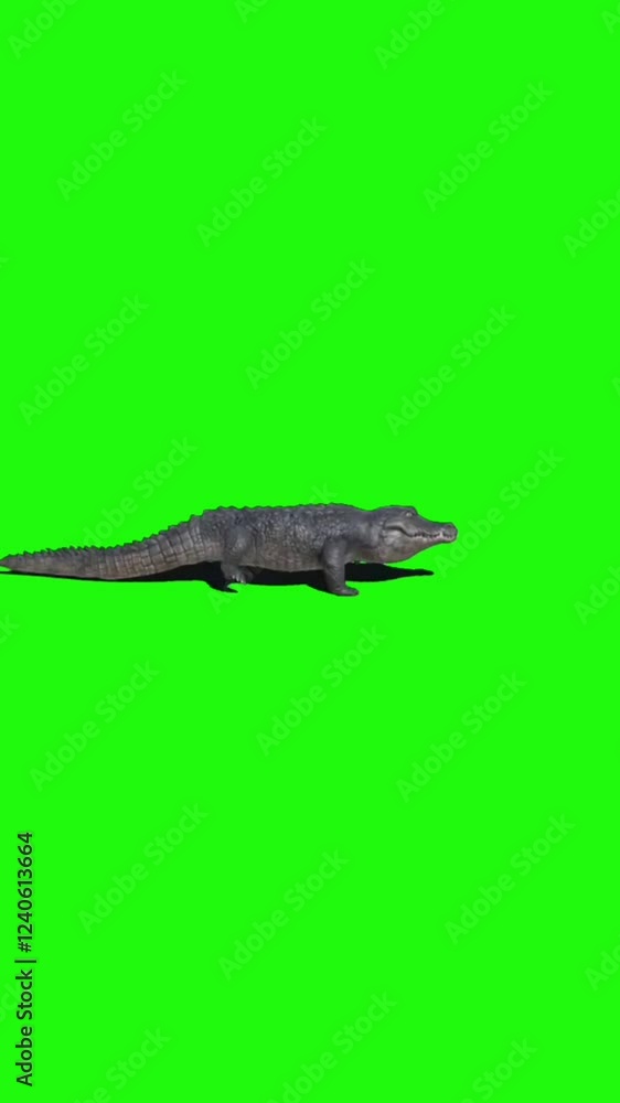 Crocodile walking green screen video, chroma key, 4k Crocodile walking green screen video, chroma key, 4k