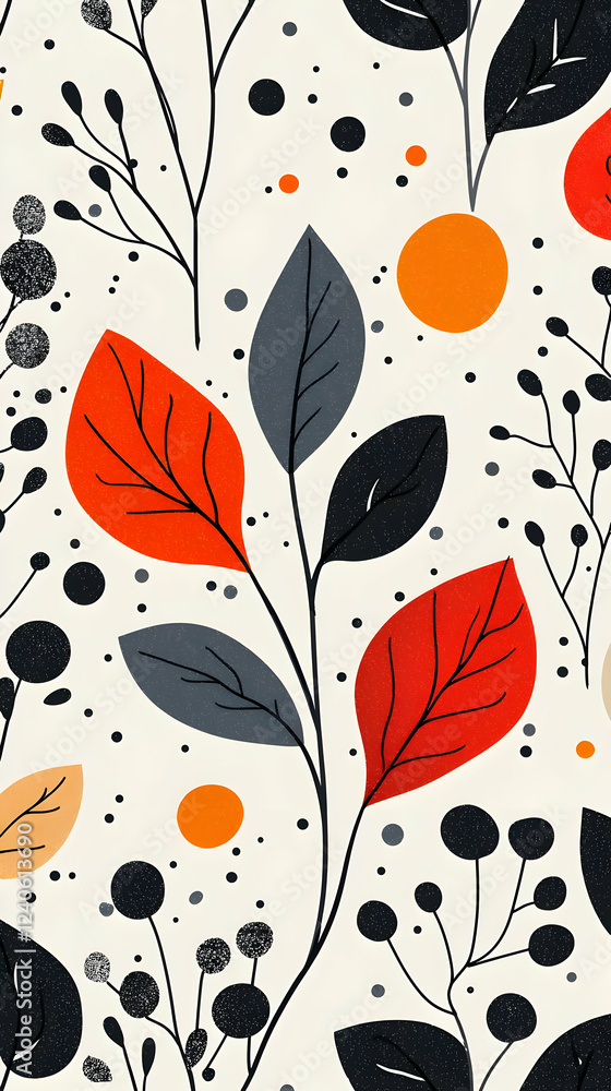 Abstract Leaves & Dots: Bold Art Prints Abstract Leaves & Dots: Bold Art Prints