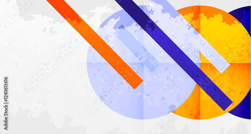 Squares, circles and triangles and grainy noisy texture. Vector Illustration For Wallpaper, Banner, Background, Card, Book Illustration, landing page