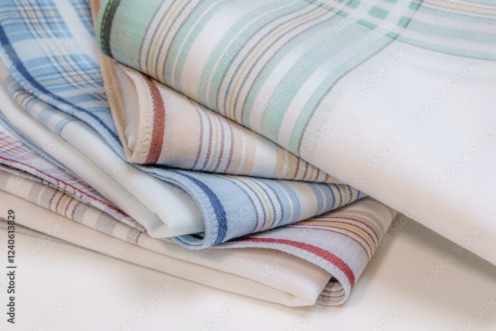 Set of vintage stripped handkerchiefs for men.