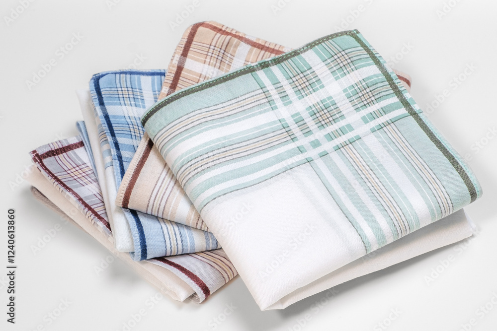 Set of vintage stripped handkerchiefs for men.