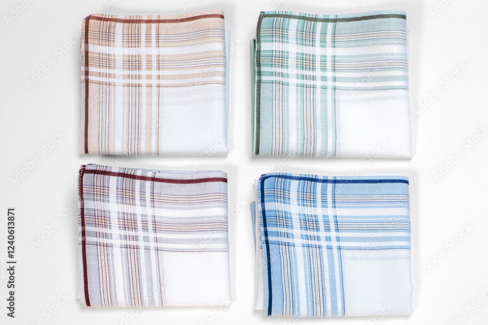 Set of vintage stripped handkerchiefs for men.