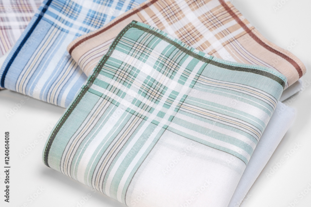 Set of vintage stripped handkerchiefs for men.
