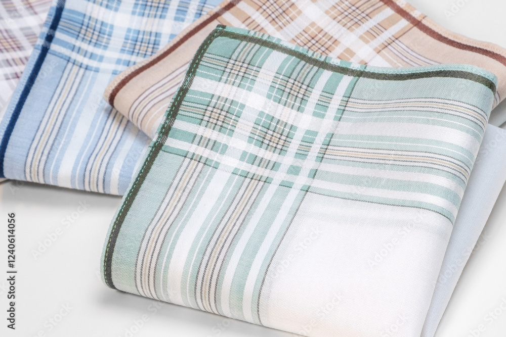 Set of vintage stripped handkerchiefs for men.