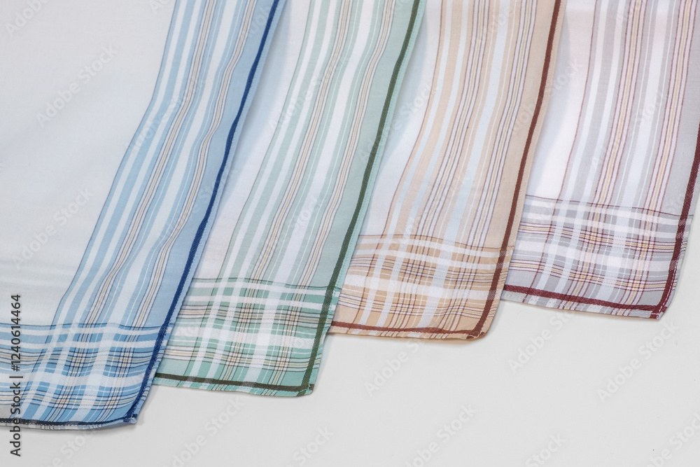 Set of vintage stripped handkerchiefs for men.