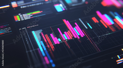 Wallpaper Mural Colorful digital data visualization with bar graphs and charts Torontodigital.ca