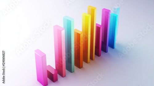 Free Download Abstract 3D business analytics panel with multicolored graph bars, isolated on white - GFXLoad