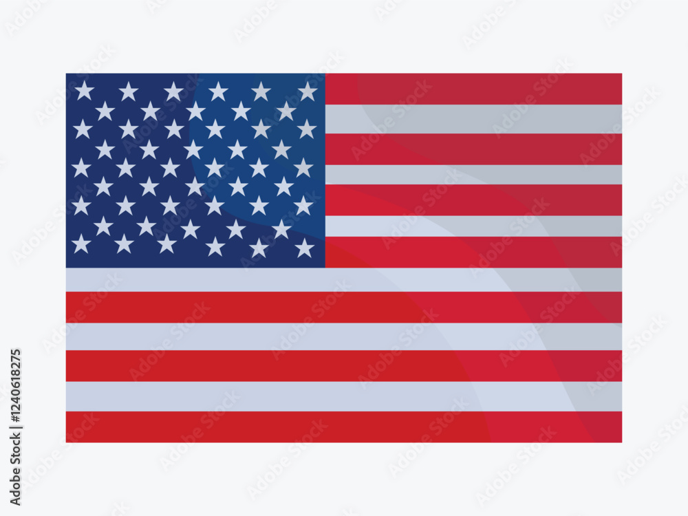 Fototapeta premium Vector illustration of United States of America flagt in cartoon flat style. US flag symbol. Red, white and blue