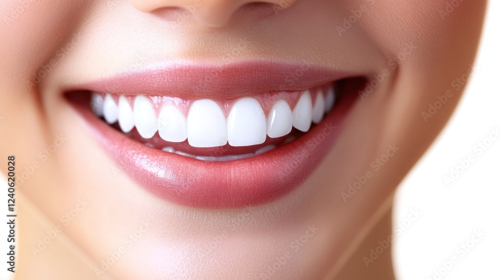 Close-up of a smiling woman showcasing bright white teeth Close-up of a smiling woman showcasing bright white teeth