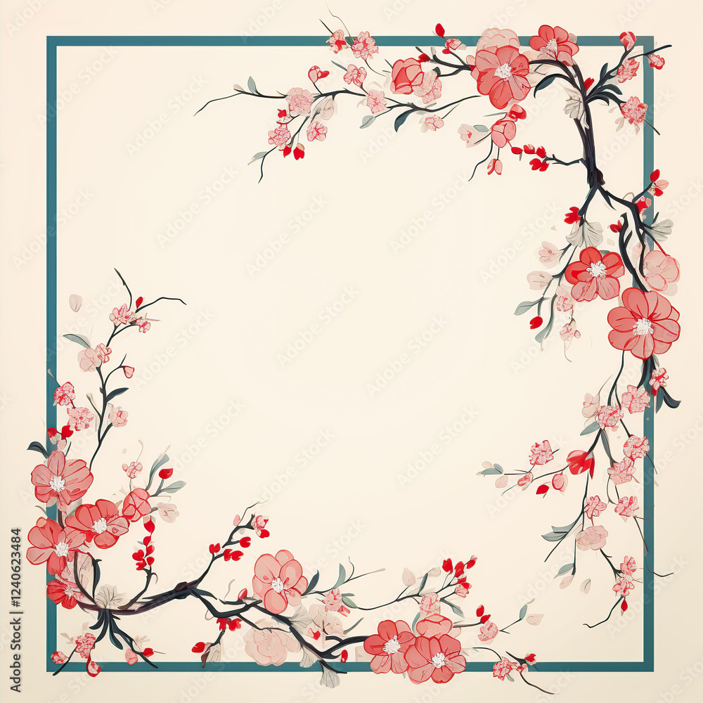 Naklejka premium floral frame with birds