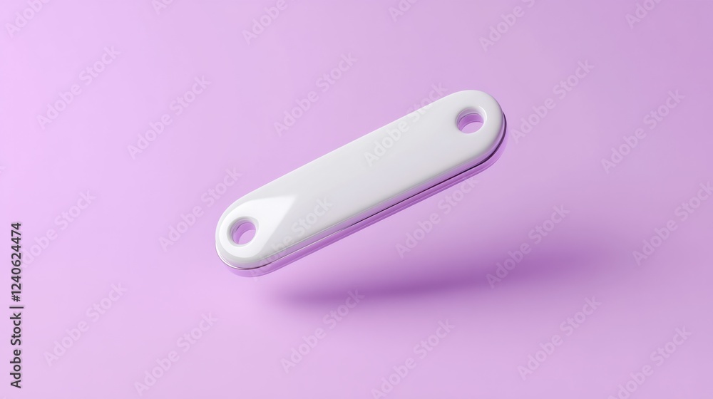 Floating glossy white pin badge mockup, isolated on pastel purple background Floating glossy white pin badge mockup, isolated on pastel purple background