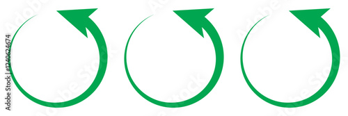 circle arrow icon set. circular arrow icon, refresh, reload, rotation. Green recycle vector icon symbol. Repeat and reload icons set and arrow rotation circle