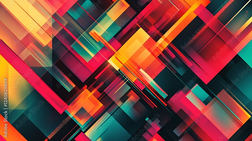 Abstract geometric shapes, vibrant colors, dynamic background, design element Abstract geometric shapes, vibrant colors, dynamic background, design element