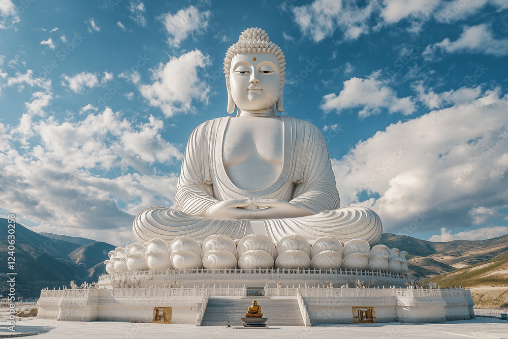 Fototapeta premium Serene Buddha Statue Above the Clouds