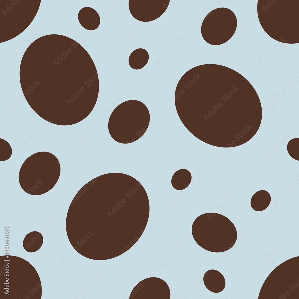 Obraz premium Seamless Pattern of Brown Ovals shapes Big Design on pastel blue Backgrounds