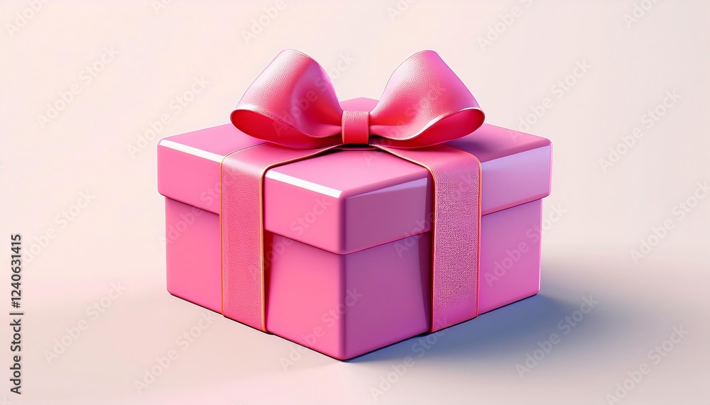 Obraz premium Pink gift box with pink bow