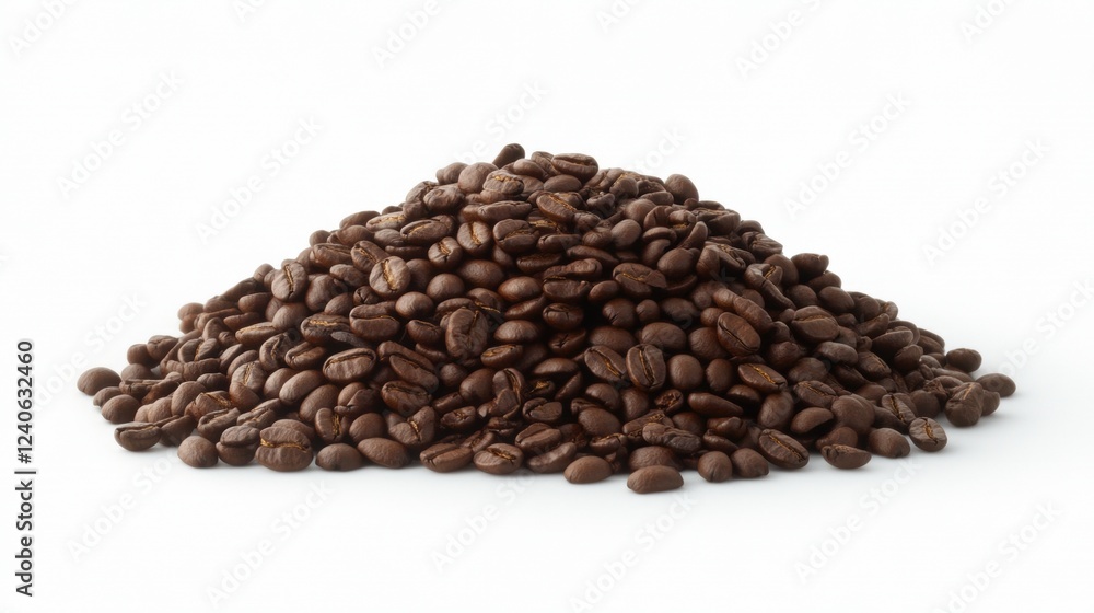Pile of Freshly Roasted Coffee Beans on White Background Pile of Freshly Roasted Coffee Beans on White Background