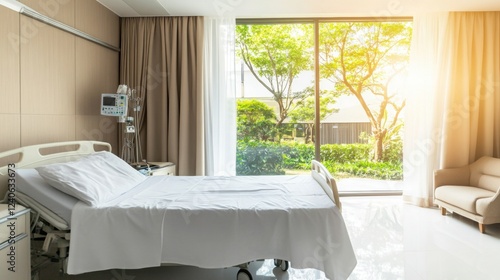 Modern hospital delivery room setup with medical staff attending to a newborn baby, symbolizing the miracle of life and the dedication of healthcare professionals.
