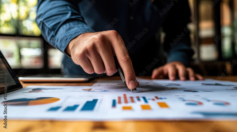 Business professional analyzing charts and graphs in a modern workspace during the afternoon Business professional analyzing charts and graphs in a modern workspace during the afternoon