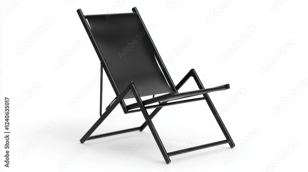 Strong and durable metal folding chair mockup, sleek black finish, isolated on white Strong and durable metal folding chair mockup, sleek black finish, isolated on white
