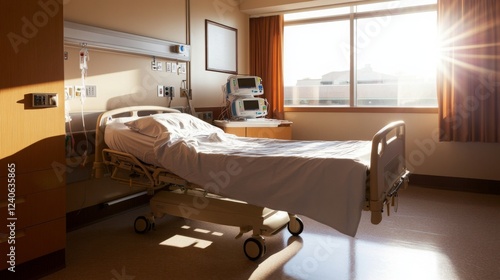 Modern hospital delivery room setup with medical staff attending to a newborn baby, symbolizing the miracle of life and the dedication of healthcare professionals.