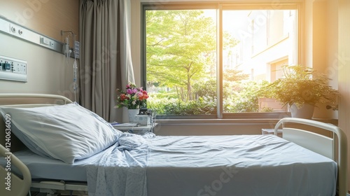 Modern hospital delivery room setup with medical staff attending to a newborn baby, symbolizing the miracle of life and the dedication of healthcare professionals.