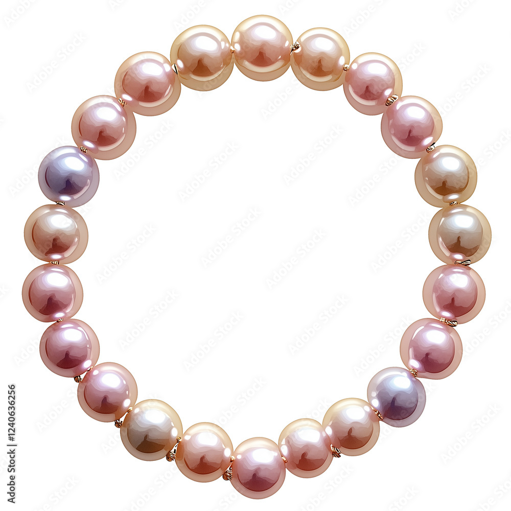 Obraz premium Elegant Watercolor Pearl Bracelet with Gold Accents