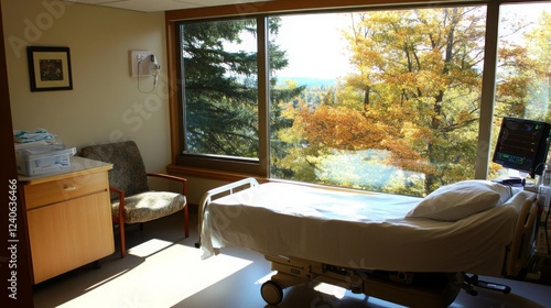 Modern hospital delivery room setup with medical staff attending to a newborn baby, symbolizing the miracle of life and the dedication of healthcare professionals.
