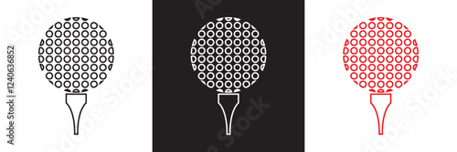 Golf ball on tee vector icon . isolated on white and black background. vector illustration. EPS 10